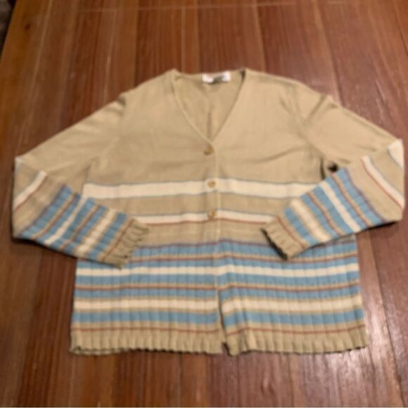 Judith Hart Collection Striped Retro Granny Chic Cardigan Sweater M - Picture 1 of 7